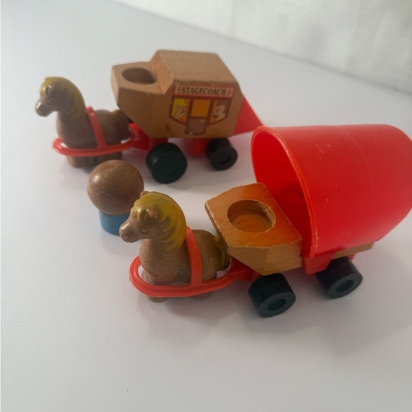 VTG Mattel Putt-Putt Frontier Junction Wood Stagecoach Horse & Buggy Person 70s - Picture 4 of 4